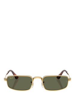Ray-Ban RB3927 Men's Rocky Polarised Rectangular Sunglasses, Arista Gold/Green - view 2, Arista Gold/Green