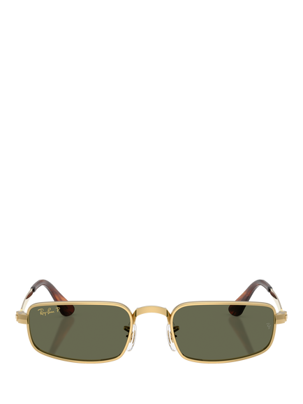 Ray-Ban RB3927 Men's Rocky Polarised Rectangular Sunglasses, Arista Gold/Green - view 2, Arista Gold/Green