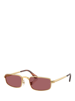 Ray-Ban RB3927 Rectangular Polarised Sunglasses, Arista Gold/Pink, Arista Gold/Pink