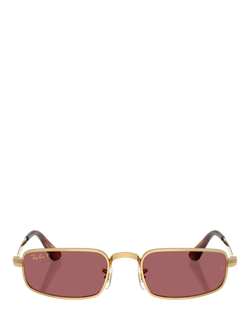 Ray-Ban RB3927 Rectangular Polarised Sunglasses, Arista Gold/Pink - view 2, Arista Gold/Pink