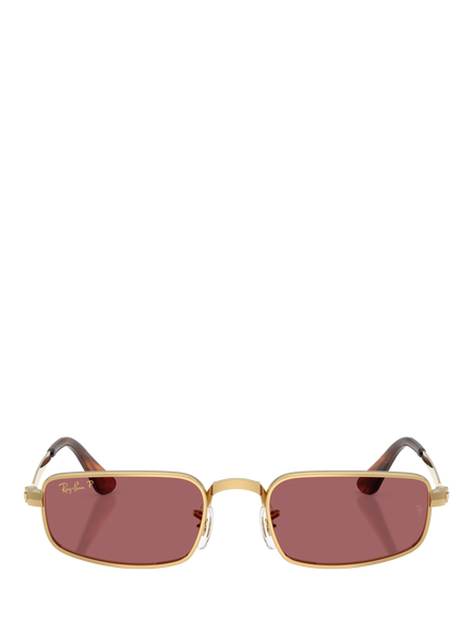 Ray-Ban RB3927 Rectangular Polarised Sunglasses, Arista Gold/Pink - view 2, Arista Gold/Pink
