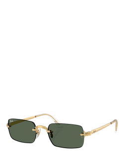 Ray-Ban RB3928 Square Sunglasses, Arista Gold/Green, Arista Gold/Green