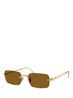 Ray-Ban RB3928 Men's A$AP Rocky Rectangular Sunglasses, Arista Gold/Brown, Arista Gold/Brown