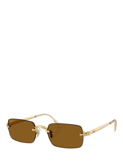 Ray-Ban RB3928 Men's A$AP Rocky Rectangular Sunglasses, Arista Gold/Brown, Arista Gold/Brown