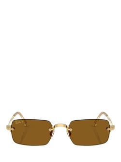 Ray-Ban RB3928 Men's A$AP Rocky Rectangular Sunglasses, Arista Gold/Brown - view 2, Arista Gold/Brown