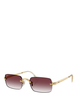 Ray-Ban RB3928 Men's A$AP Rocky Rectangular Sunglasses, Arista Gold/Purple Gradient, Arista Gold/Purple Gradient