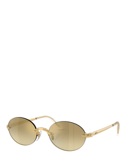 Ray-Ban RB3929 Men's A$AP Rocky Oval Sunglasses, Arista Gold/Mirror Yellow, Arista Gold/Mirror Yellow