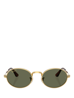 Ray-Ban RB3931 Men's Polarised Oval Sunglasses, Arista Gold/Green - view 2, Arista Gold/Green