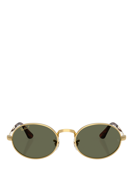 Ray-Ban RB3931 Men's Polarised Oval Sunglasses, Arista Gold/Green - view 2, Arista Gold/Green