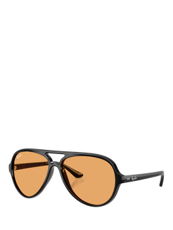 Ray-Ban RB4125 Unisex Cats 5000 Aviator Sunglasses, Black/Orange, Black/Orange