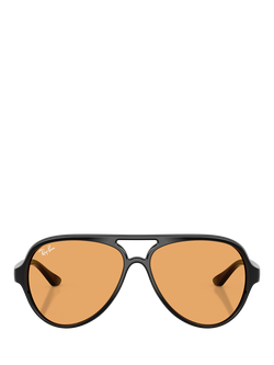 Ray-Ban RB4125 Unisex Cats 5000 Aviator Sunglasses, Black/Orange - view 2, Black/Orange