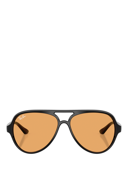 Ray-Ban RB4125 Unisex Cats 5000 Aviator Sunglasses, Black/Orange - view 2, Black/Orange