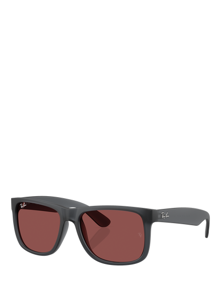 Ray-Ban RB4165 Men's Justin Classic Square Sunglasses, Opal Grey/Red, Opal Grey/Red