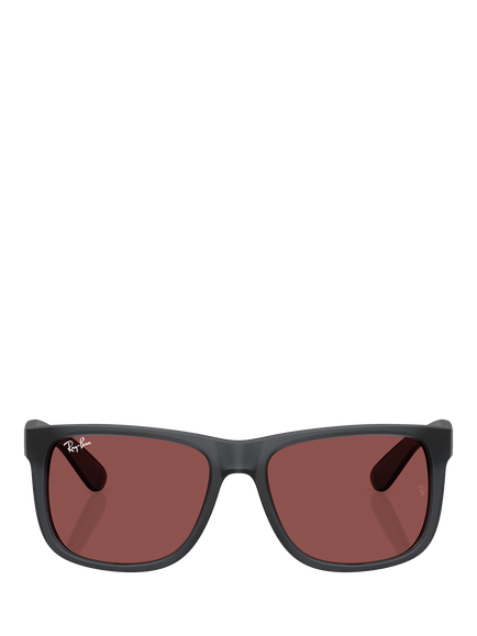 Ray-Ban RB4165 Men's Justin Classic Square Sunglasses, Opal Grey/Red - view 2, Opal Grey/Red