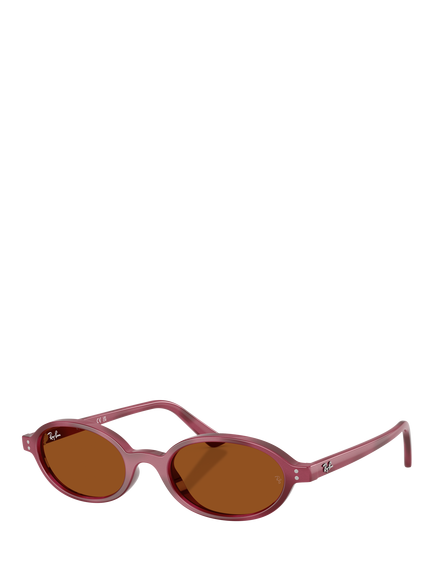 Ray-Ban RB4472 Unisex Oval Sunglasses, Violet Havana/Red, Violet Havana/Red