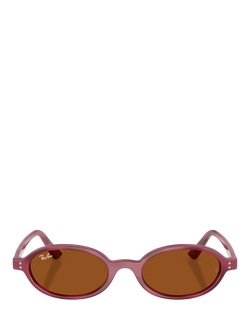 Ray-Ban RB4472 Unisex Oval Sunglasses, Violet Havana/Red - view 2, Violet Havana/Red