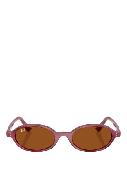 Ray-Ban RB4472 Unisex Oval Sunglasses, Violet Havana/Red - view 2, Violet Havana/Red