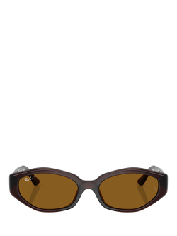 Ray-Ban RB4473D Men's Polarised Irregular Sunglasses, Dark Brown/Brown - view 2, Dark Brown/Brown