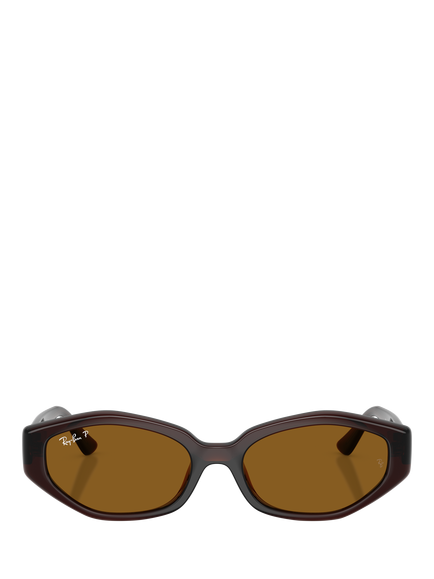 Ray-Ban RB4473D Men's Polarised Irregular Sunglasses, Dark Brown/Brown - view 2, Dark Brown/Brown