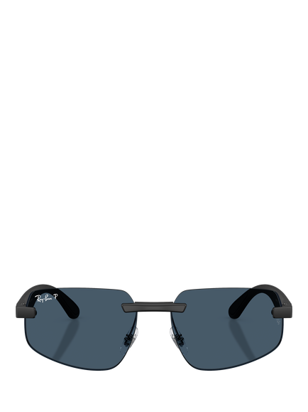 Ray-Ban RB4475CH Men's Ultra Polarised Rectangular Sunglasses - view 2, Sand Black/Dark Blue