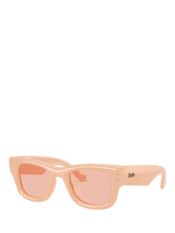 Ray-Ban RB4940 Square Sunglasses, Solid Nude/Pink, Solid Nude/Pink