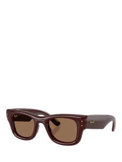 Ray-Ban RB4940 Rectangular Sunglasses, Dark Brown, Dark Brown