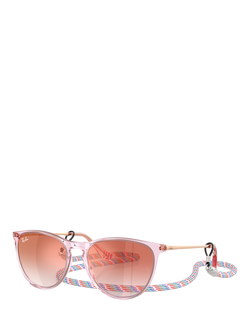 Ray-Ban RJ9060S Kids' Unisex Oval Sunglasses, Transparent Violet/Red Gradient, Transparent Violet/Red Gradient