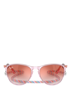 Ray-Ban RJ9060S Kids' Unisex Oval Sunglasses, Transparent Violet/Red Gradient - view 2, Transparent Violet/Red Gradient