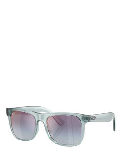 Ray-Ban RJ9069S Kids' Unisex Square Sunglasses, Transparent Blue/Grey Pink, Transparent Blue/Grey Pink