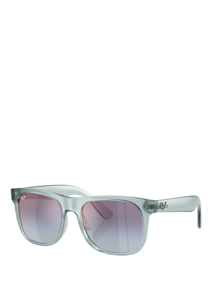 Ray-Ban RJ9069S Kids' Unisex Square Sunglasses, Transparent Blue/Grey Pink, Transparent Blue/Grey Pink