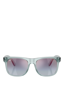 Ray-Ban RJ9069S Kids' Unisex Square Sunglasses, Transparent Blue/Grey Pink - view 2, Transparent Blue/Grey Pink