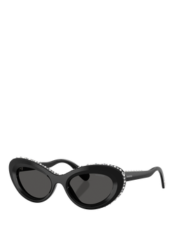 Swarovski SK6061U Women's Cat Eye Sunglasses, Black, Black
