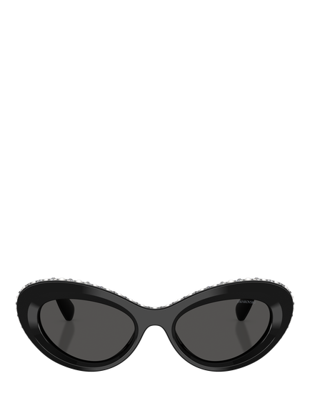 Swarovski SK6061U Women's Cat Eye Sunglasses, Black - view 2, Black