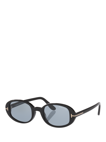TOM FORD TR002277 Unisex Oval Sunglasses, Shiny Black/Blue, Shiny Black/Blue