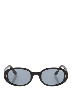 TOM FORD TR002277 Unisex Oval Sunglasses, Shiny Black/Blue - view 2, Shiny Black/Blue