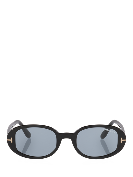 TOM FORD TR002277 Unisex Oval Sunglasses, Shiny Black/Blue - view 2, Shiny Black/Blue