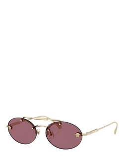 Versace VE2295 Men's Oval Sunglasses, Pale Gold/Red, Pale Gold/Red