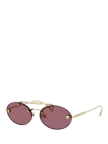 Versace VE2295 Men's Oval Sunglasses, Pale Gold/Red, Pale Gold/Red