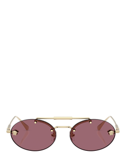 Versace VE2295 Men's Oval Sunglasses, Pale Gold/Red - view 2, Pale Gold/Red