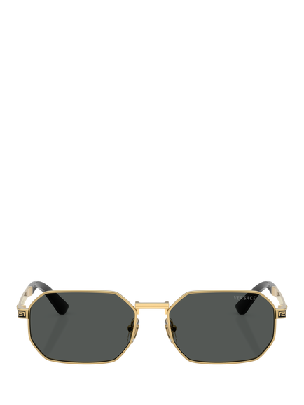 Versace VE2297 Men's Irregular Sunglasses, Gold/Grey - view 2, Gold/Grey