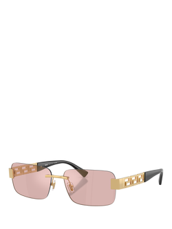 Versace 0VE2298 Men's Rectangular Sunglasses, Gold/Pink, Gold/Pink