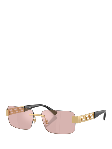 Versace 0VE2298 Men's Rectangular Sunglasses, Gold/Pink, Gold/Pink