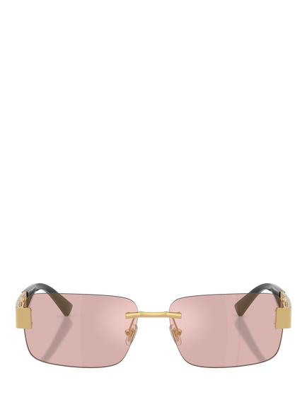 Versace 0VE2298 Men's Rectangular Sunglasses, Gold/Pink - view 2, Gold/Pink