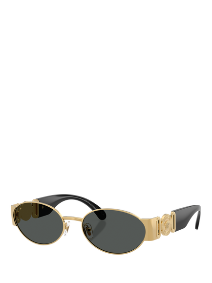 Versace VE2299 Men's Oval Sunglasses, Gold/Black, Gold/Black