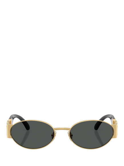 Versace VE2299 Men's Oval Sunglasses, Gold/Black - view 2, Gold/Black