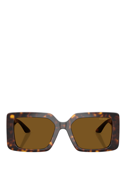 Versace VE4505U Women's Polarised Square Sunglasses, 	Havana/Brown - view 2, Havana/Brown
