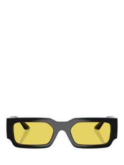 Versace VE4506U Unisex Rectangular Sunglasses, Black/Yellow - view 2, Black/Yellow
