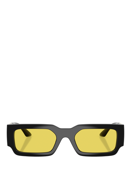 Versace VE4506U Unisex Rectangular Sunglasses, Black/Yellow - view 2, Black/Yellow