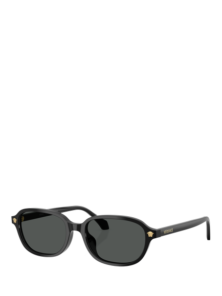 Versace VE4514D Oval Sunglasses, Black, Black