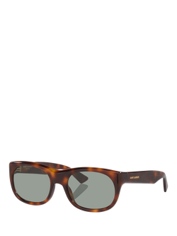 Yves Saint Laurent YS000851 Oval Sunglasses, Tortoise/Green, Tortoise/Green